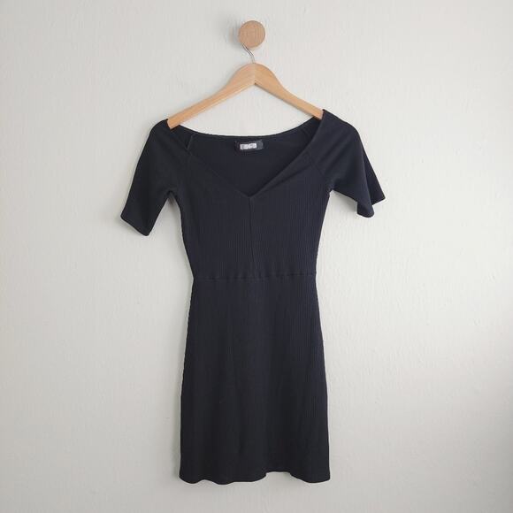 Reformation Eco Rib Ribbed Knit Bodycon Mini Dress Black Small - Picture 1 of 10